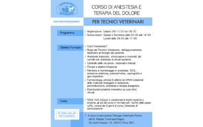 Corso di anestesia e terapia del dolore per tecnici veterinari